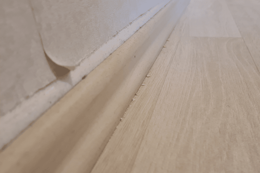 Das Reinigungsergebnis des Samsung Jet Bot AI+ entlang der Leisten ist zu sehen.